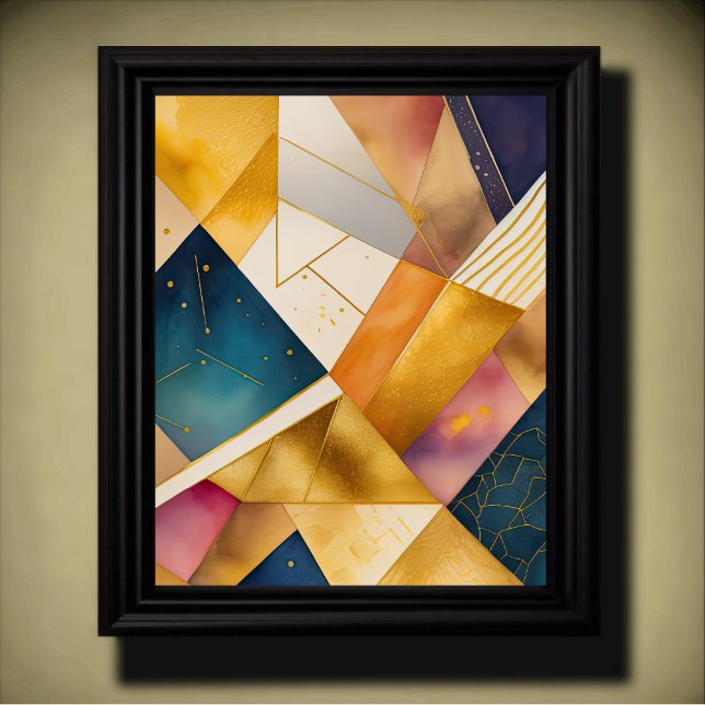 Watercolor Abstract Geometric Painting Gold 4:5 Poster (Creator Uploaded)