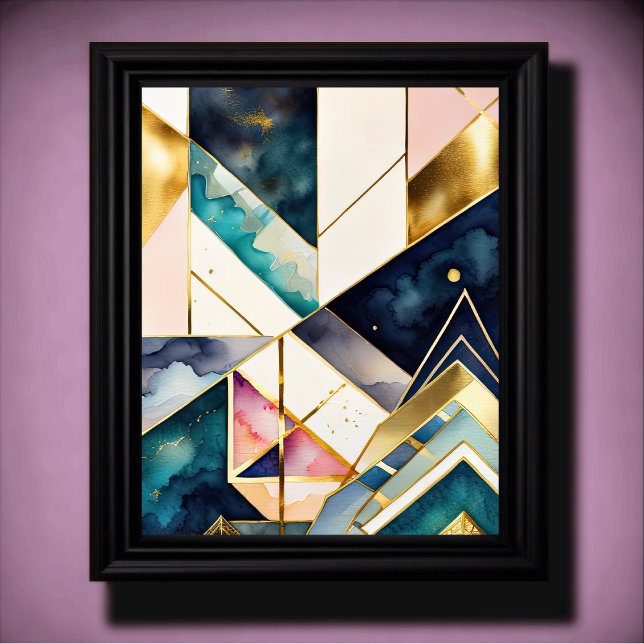 Watercolor Abstract Geometric Painting Gold 4:5 Poster (Creator Uploaded)