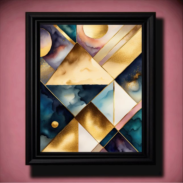 Watercolor Abstract Geometric Painting Gold 4:5 Poster (Creator Uploaded)