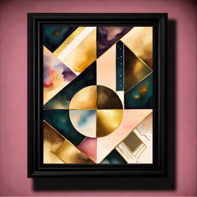 Watercolor Abstract Geometric Painting Gold 4:5 Poster (Creator Uploaded)