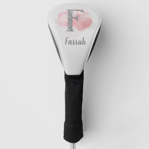 Watercolor Abstract & Glitter Letter F   Golf Head Cover