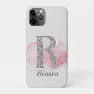 Watercolor Abstract & Glitter Letter R  iPhone 11 Pro Case