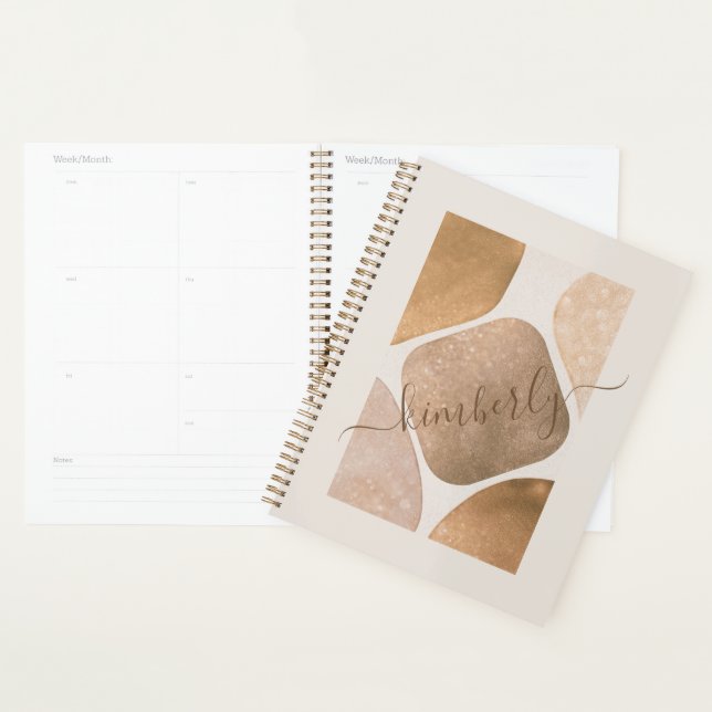 Watercolor Abstract Glittery Shapes Name Planner (Display)