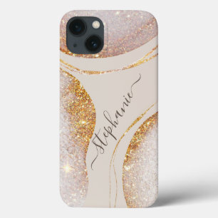 Watercolor Abstract Gold Glitter Modern Luxe Chic iPhone 13 Case