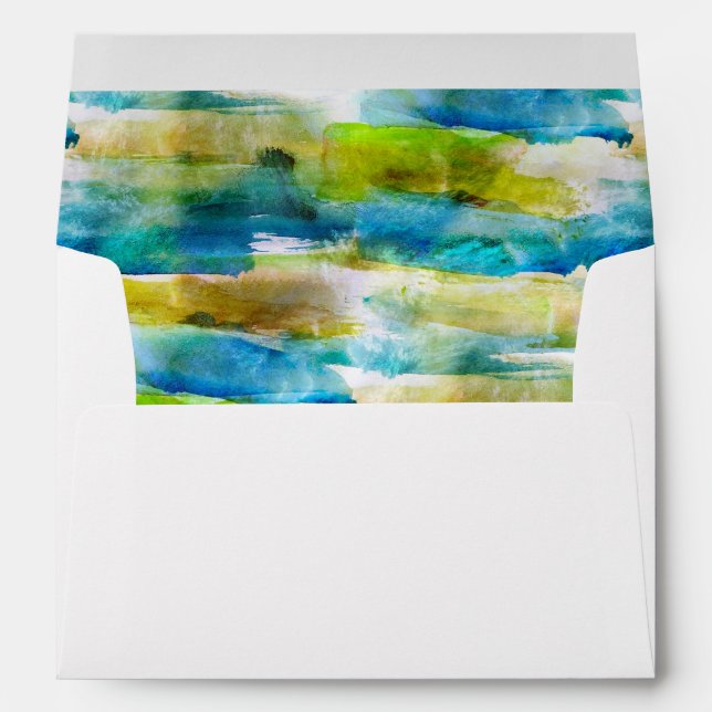 Watercolor abstract green, blue envelope (Back (Bottom))