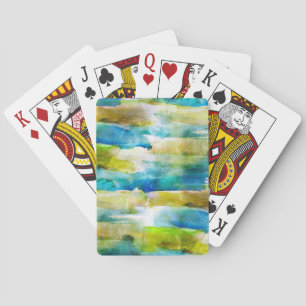 Watercolor abstract green, blue playing cards