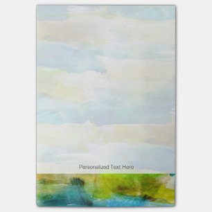Watercolor abstract green, blue post-it notes