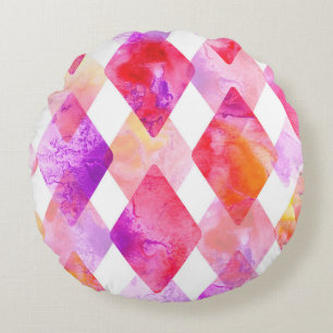 Watercolor Abstract: Hand Painted Seamless. Round Pillow