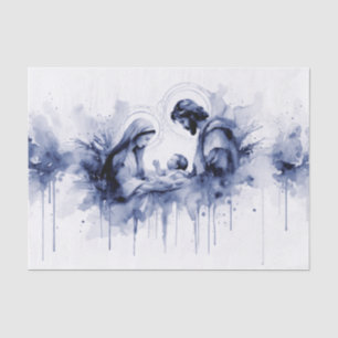 Watercolor Abstract Holy Family All Blue Tissue Paper