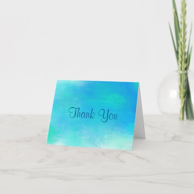Watercolor Abstract In Green and Blue Thank You (Front)