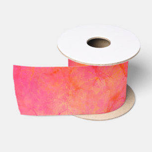 Watercolor Abstract Ink Art Pink Orange Wrapping P Satin Ribbon