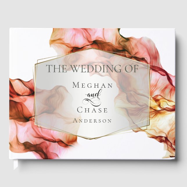 Watercolor Abstract Ink Autumn Colours Guest Book (Front)