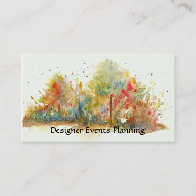 Watercolor Abstract Landscape Art Trees Forest Business Card (Front)