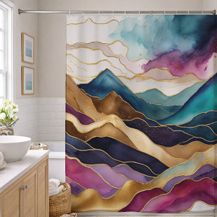 Watercolor Abstract Landscape Painting Gold