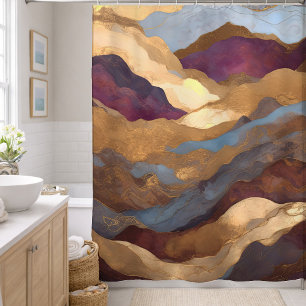 Watercolor Abstract Landscape Painting Gold