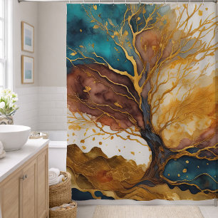 Watercolor Abstract Landscape Painting Gold