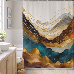 Watercolor Abstract Landscape Painting Gold