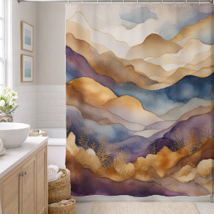Watercolor Abstract Landscape Painting Gold