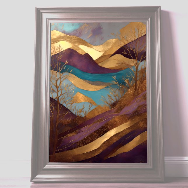 Watercolor Abstract Landscape Painting Gold 2:3 Poster (Creator Uploaded)