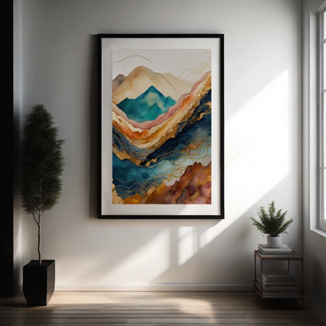 Watercolor Abstract Landscape Painting Gold 2:3 Poster (Creator Uploaded)