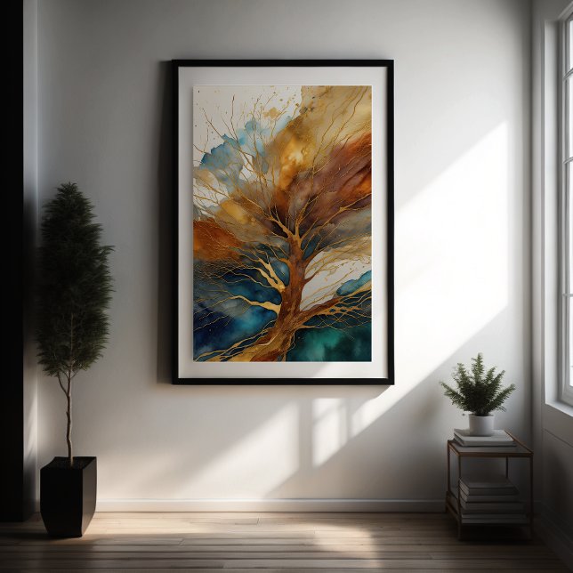 Watercolor Abstract Landscape Painting Gold 2:3 Poster (Creator Uploaded)