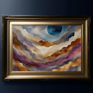 Watercolor Abstract Landscape Painting Gold 3:2 Poster
