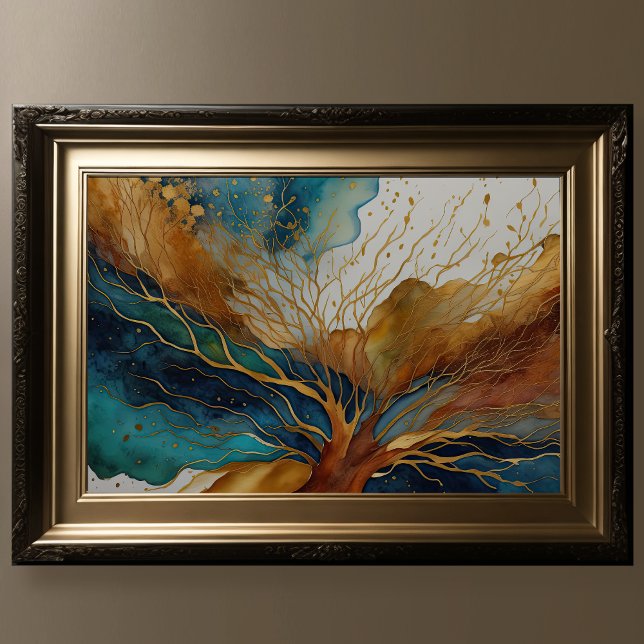 Watercolor Abstract Landscape Painting Gold 3:2 Poster (Creator Uploaded)