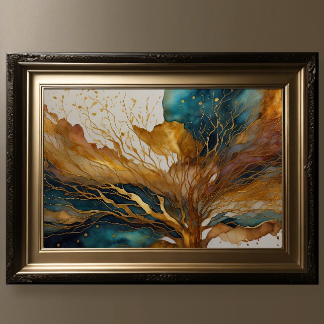 Watercolor Abstract Landscape Painting Gold 3:2 Poster (Creator Uploaded)