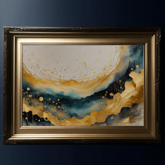 Watercolor Abstract Landscape Painting Gold 3:2 Poster