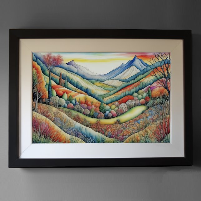 Watercolor Abstract Landscape Painting Gold 3:2 Poster (Creator Uploaded)