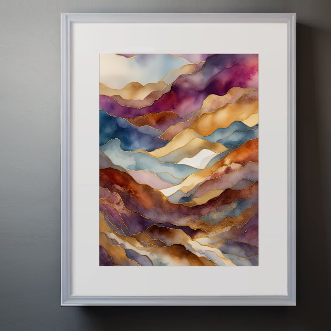 Watercolor Abstract Landscape Painting Gold 3:4 Poster (Creator Uploaded)