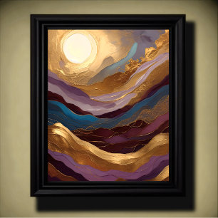 Watercolor Abstract Landscape Painting Gold 4:5 Poster