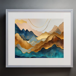 Watercolor Abstract Landscape Painting Gold 5:4 Poster