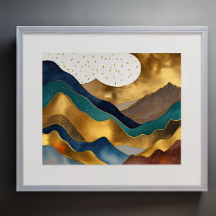Watercolor Abstract Landscape Painting Gold 5:4 Poster