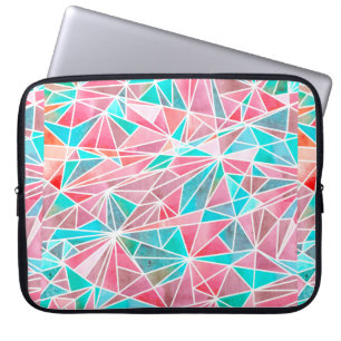 Watercolor abstract mosaic pattern laptop sleeve