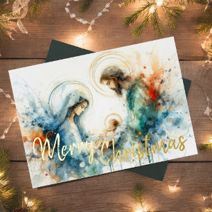 Watercolor Abstract Nativity Scene Foil Holiday Card