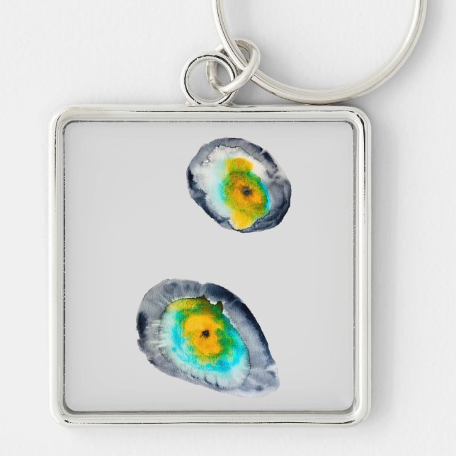 watercolor abstract oyster shells keychain (Front)