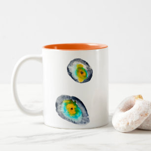 watercolor abstract oyster shells Two-Tone coffee mug