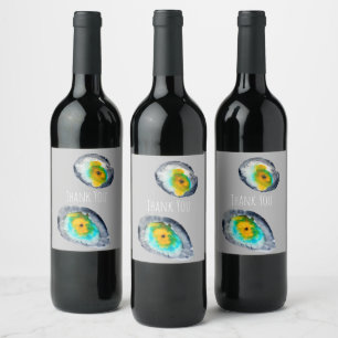 watercolor abstract oyster shells wine label