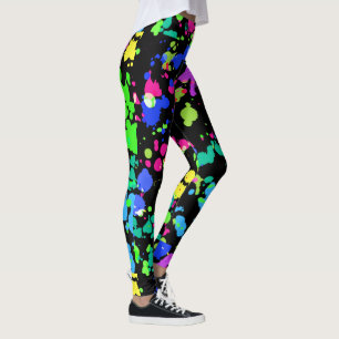 Watercolor, Abstract, Paint Splatter, Faux Neon Leggings