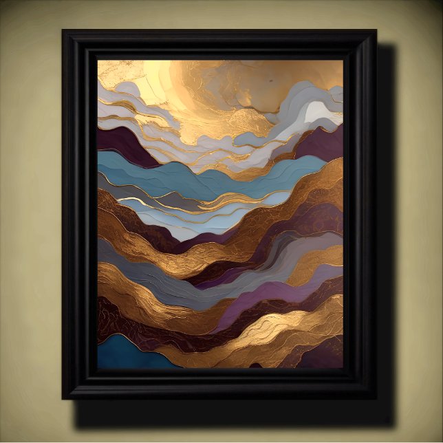 Watercolor Abstract Painting Gold Purple Blue Poster (Creator Uploaded)