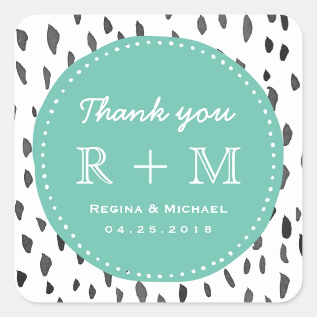 Watercolor Abstract Pattern Wedding Favour Sticker (Front)