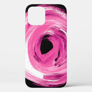 Watercolor abstract pink swirl iPhone 12 case