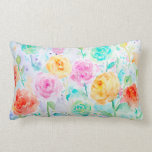 Watercolor Abstract Ranunculus Pillow Cushions<br><div class="desc">Watercolor Abstract Ranunculus Pillow by the watercolor artist Cheng Jing.  Yellow,  turquoise,  orange and pink pastel coloured ranunculus.</div>