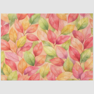 Watercolor Abstract Red, Green, Orange Leaves  Tissue Paper