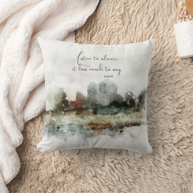 Watercolor Abstract Rumi Quote Gift Throw Pillow (Blanket)