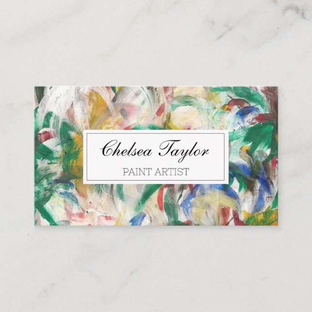 Watercolor Abstract Script Wavy professional  Business Card (Front)