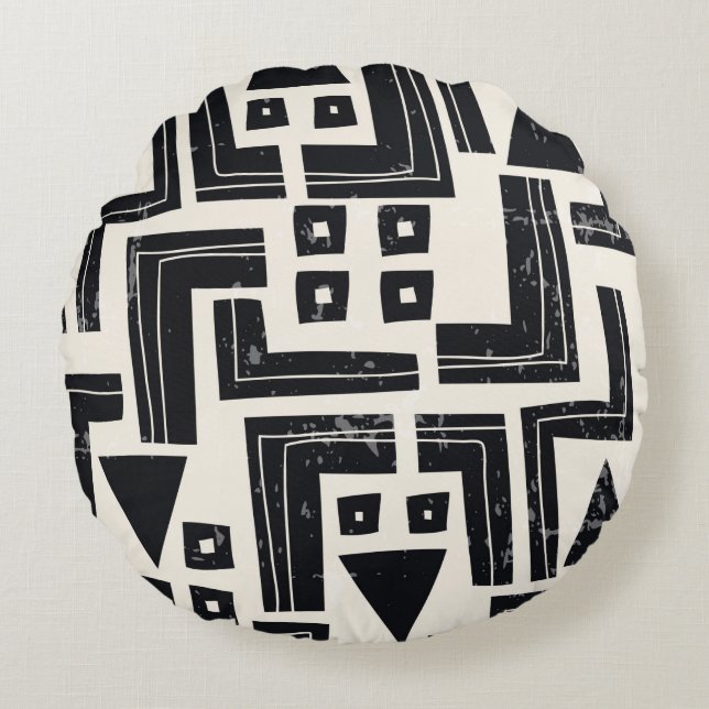 Watercolor abstract shapes round pillow (Front)