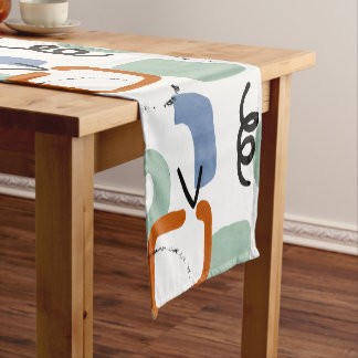 Watercolor abstract short table runner