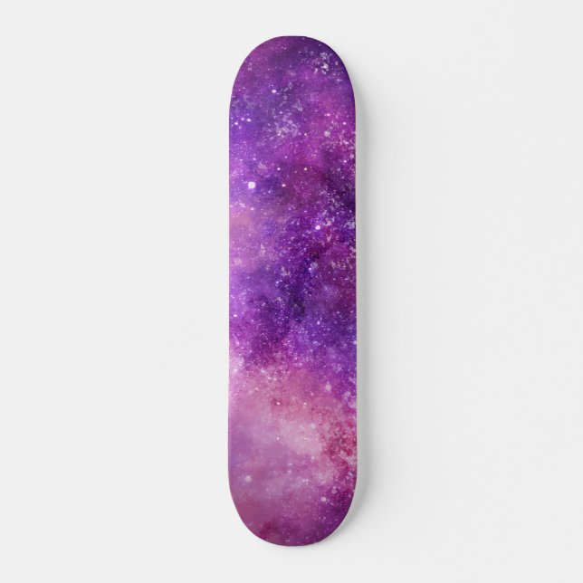Watercolor Abstract Space and Star Background Skateboard (Front)